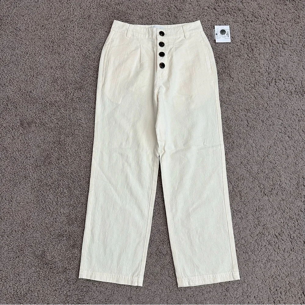 O’Neill Linen Blend Straight Wide Pants Womens 24 Wax Paper